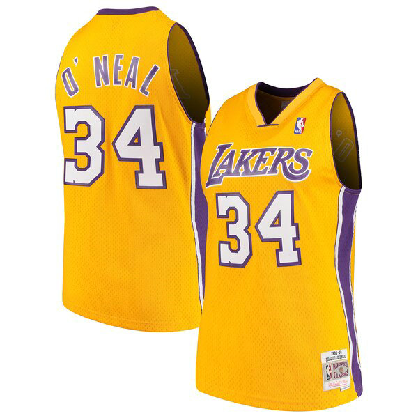 Maillot nba Los Angeles Lakers 1999-2000 Classics Swingman Homme Shaquille O'Neal 34 Jaune